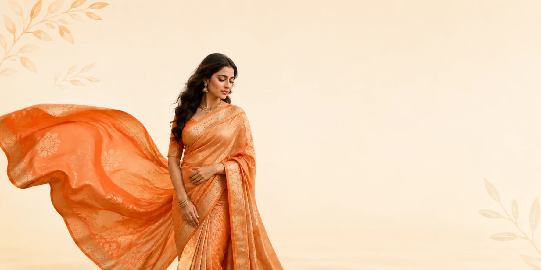 Editorial fashion scene with draped silk fabric